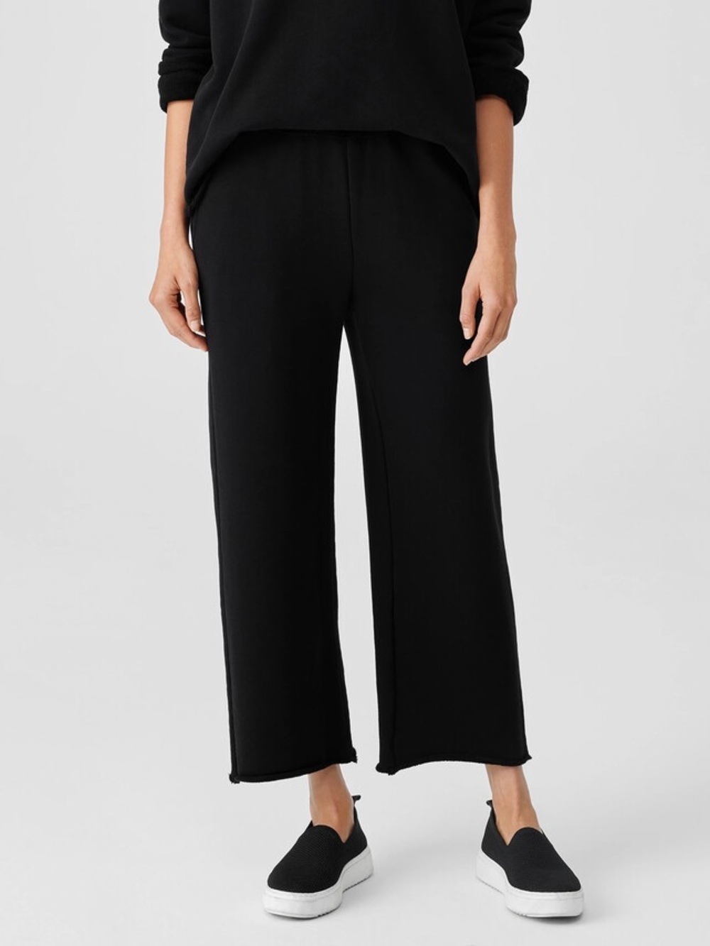 Eileen Fisher Black Wide-Leg Pull-On Pants